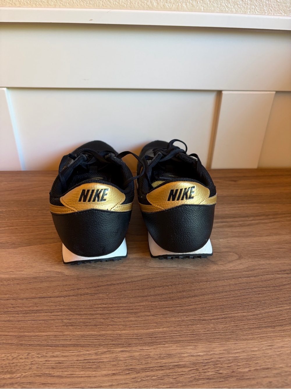 Nike Black with Gold Swoosh Retro Runner Sneakers - Picture 4 of 5